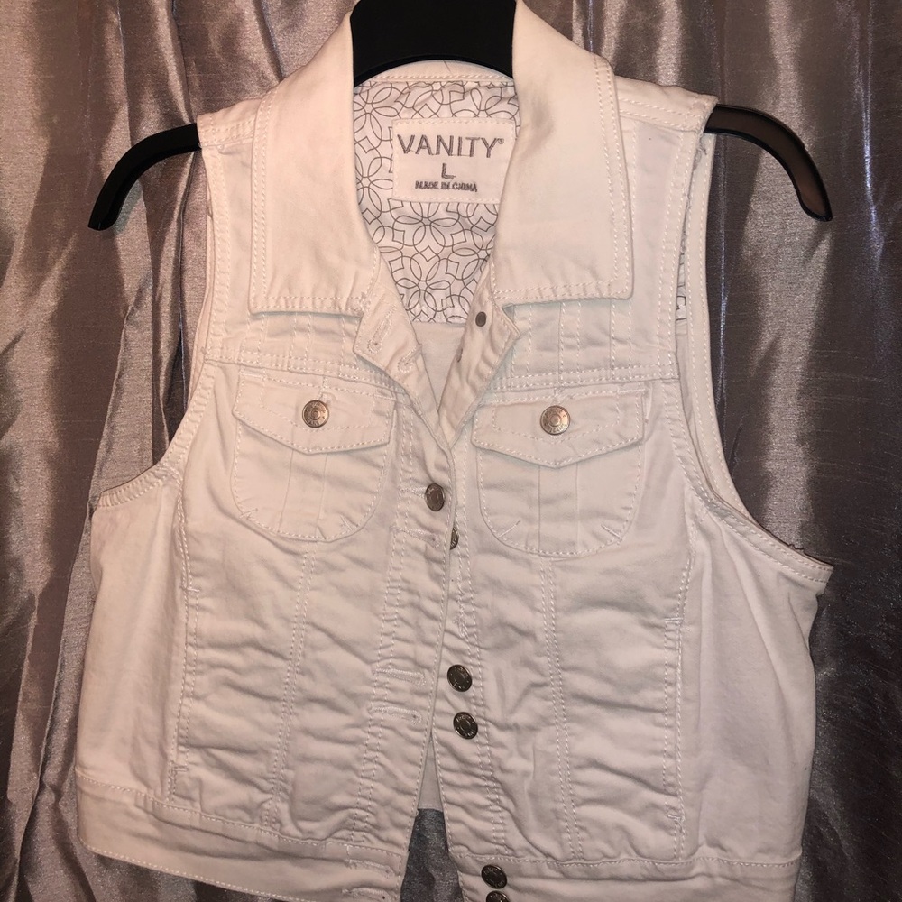 Vanity white jean vest